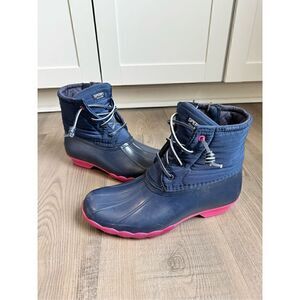 Sperry Girls Saltwater Rain Boot Navy Size 6M Big Kids Rubber Outdoors